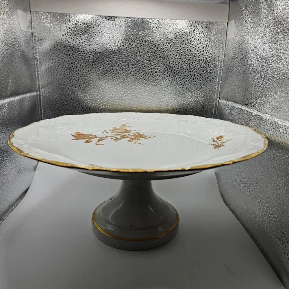Vintage Limoges France Dinner Plate With Gold Roses